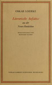 Literarische Aufsa?tze aus der Neuen Rundschau, 1909-1941 by Oskar Loerke
