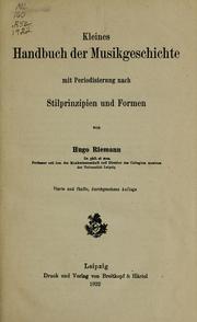 Cover of: Kleines Handbuch der Musikgeschichte: mit Periodisierung nach Stilprinzipien und Formen
