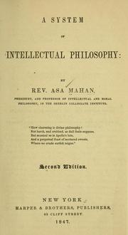 Cover of: A system of intellectual philosophy