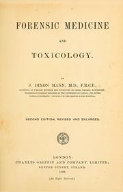 Cover of: Forensic medicine and toxicology by J. Dixon Mann