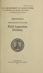 Cover of: Instructions concerning the work of the Field inspection division