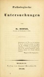 Cover of: Pathologische Untersuchungen by Jakob Henle