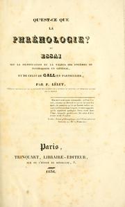 Cover of: Qu'est-ce que la phrénologie? by Louis-Francisque Lélut