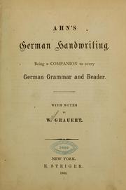 Cover of: Ahn's German handwriting by Franz Ahn