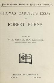 Cover of: Thomas Carlyle's essay on Robert Burns by Thomas Carlyle