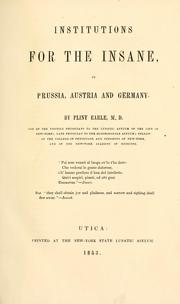 Cover of: Institutions for the insane, in Prussia, Austria and Germany