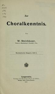 Cover of: Zur Choralkenntnis
