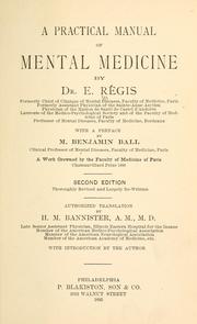 Cover of: A practical manual of mental medicine