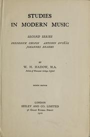 Cover of: Studies in modern music ... by William Henry Hadow