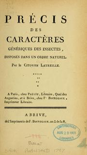 Cover of: Précis des caractères génériques des insectes by P. A. Latreille