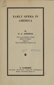 Cover of: Early opera in America