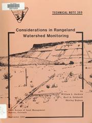 Cover of: Considerations in rangeland watershed monitoring by William L. Jackson