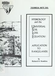 Hydrology and the universal soil loss equation by Richard H. Hawkins