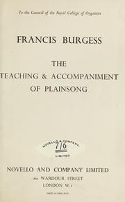 Cover of: The teaching and accompaniment of plainsong