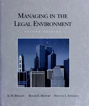 Cover of: Managing in the legal environment