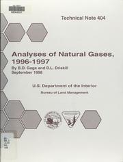 Cover of: Analyses of natural gases, 1996-97 by B. D. Gage
