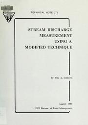 Stream discharge measurement using a modified technique by Ciliberti, Vito A., 1932-