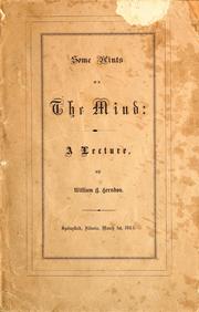 Cover of: Some hints on the mind: a lecture