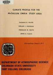 Cover of: Climate profile for the McCallum EMRIA Study Area