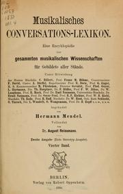 Cover of: Musikalisches Conversations-Lexikon by Hermann Mendel