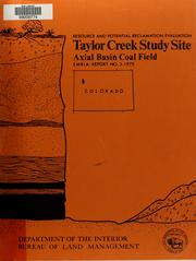 Cover of: Taylor Creek study site: Axial Basin coal field : resource and potential reclamation evaluation