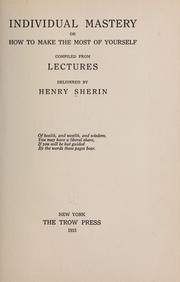 Cover of: Individual mastery by Henry Sherin