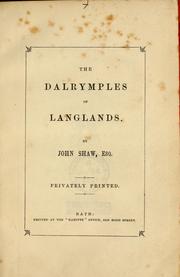 Cover of: The Dalrymples of Langlands by Shaw, John Compiler of The Dalrymples of Langlands