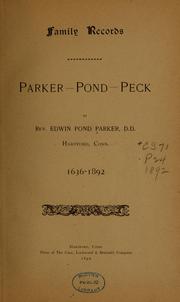 Cover of: Family records.: Parker-Pond-Peck.