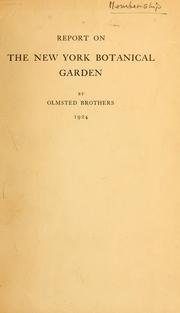 Cover of: Report on the New York Botanical Garden