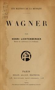 Cover of: Wagner by Henri Lichtenberger