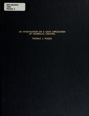 Cover of: An investigation of a Navy application of numerical control | Thomas J. Piazza