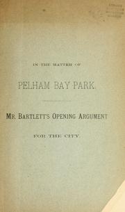 Cover of: In matter of Pelham Bay Park by Franklin Bartlett