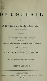 Cover of: Der Schall by John Tyndall