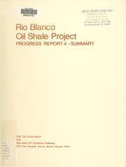 Cover of: Progress report: summary : tract C-a oil shale development