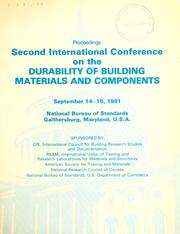 Cover of: Second International Conference on Durability of Building Materials and Components, September 14-16, 1981: preprints.