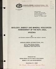 Cover of: Geology, energy and mineral resources assessment of the Kofa area, Arizona