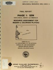 Cover of: Resource assessment for Region 4, Colorado Plateau by MSME/Wallaby Enterprises