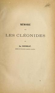 Cover of: Mémoire sur les Cléonides
