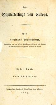 Cover of: Die schmetterlinge von Europa by Ferdinand Ochsenheimer