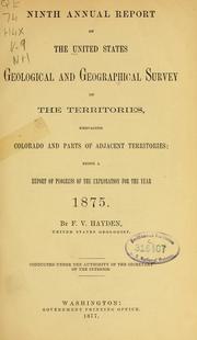 Cover of: Annual report by Geological and Geographical Survey of the Territories (U.S.)
