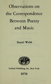 Cover of: Observations on the correspondence between poetry and music: by the author of An enquiry into the beauties of painting