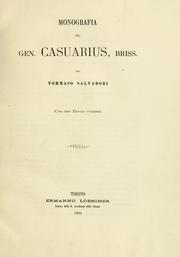 Cover of: Monografia del gen. Casuarius, Briss by Salvadori, Tommaso conte