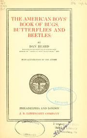 Cover of: The American boys' book of bugs, butterflies and beetles