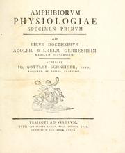 Cover of: Amphibiorvm physiologiae specimen primvm [-altervm]