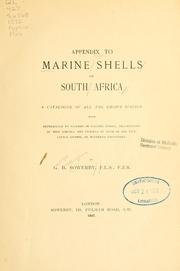 Cover of: Appendix to Marine shells of South Africa: a catalogue of all the known species : with references to figures in various works, descriptions of new species, and figures of such as are new, little known, or hitherto unfigured