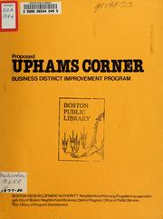 Cover of: Proposed uphams corner business district improvement program
