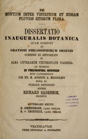 Cover of: De montium inter Vistritium et Nissam fluvios sitorum flora
