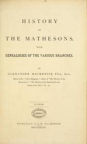 Cover of: History of the Mathesons, with genealogies of the various branches