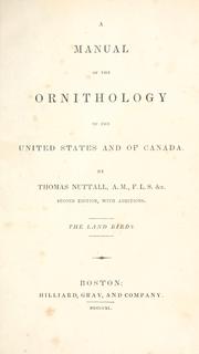 Cover of: A manual of the ornithology of the United States and of Canada