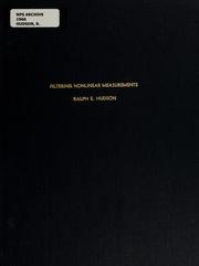 Cover of: Filtering nonlinear measurements by Ralph E. Hudson